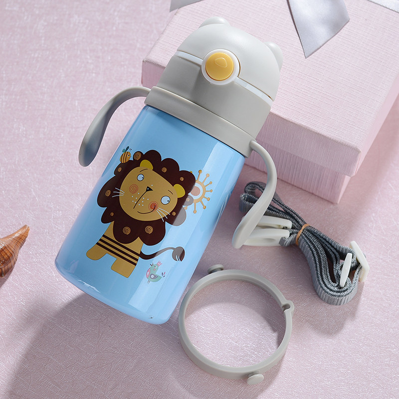 儿童保温杯带吸管不锈钢真空男小学生水壶便携刻字幼儿园女水杯
