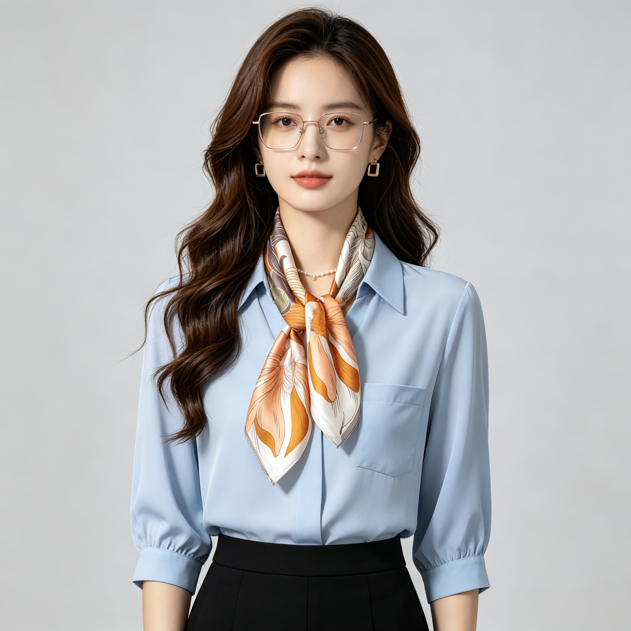 桑蚕丝方巾职场通勤丝巾女高级感气质搭配衬衫真丝小领巾妈妈礼物