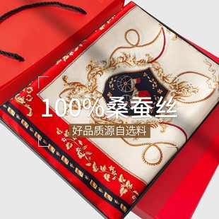 上海故事真丝红色丝巾妈妈款女桑蚕丝大方巾丝绸围巾披肩妈妈礼物