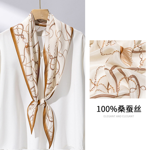 上海故事真丝菱形丝巾女妈妈款桑蚕丝围巾系脖子高级感小长条护颈