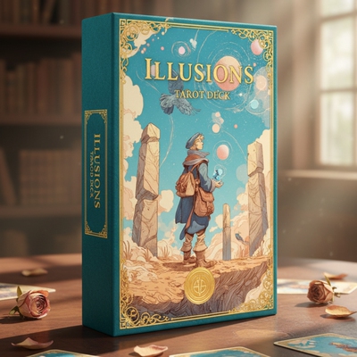 Illusions 幻象科幻插画风格塔罗牌大阿卡纳数字贴纸素材