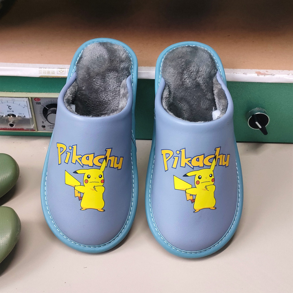 儿童棉拖鞋真皮羊皮烫画透气软男童女童加绒保暖防滑防水宝宝棉拖