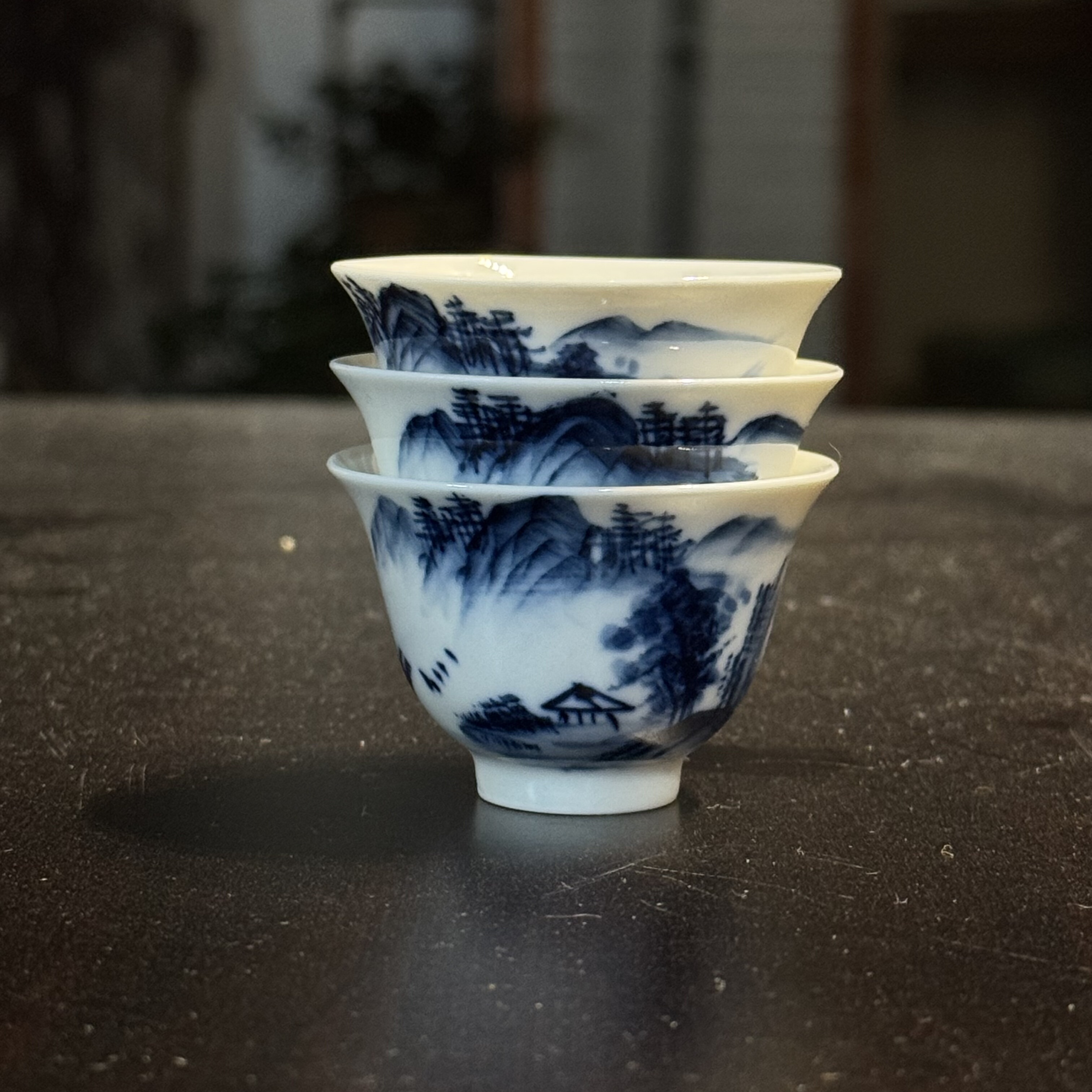 慕古若深珍藏铃铛杯摹古90年代仿清代民窑纯手绘釉下彩潮汕功夫茶
