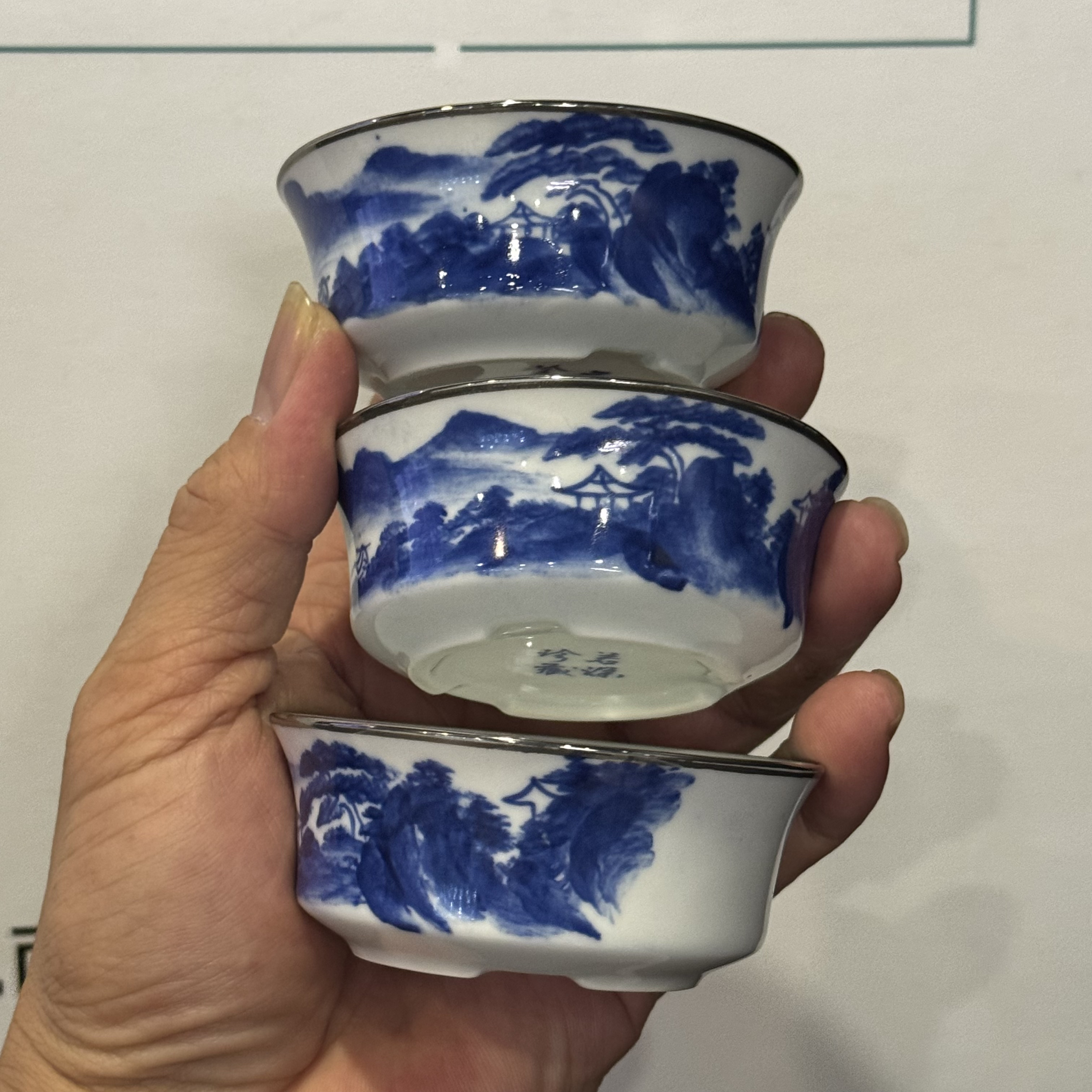 若深珍藏老茶缸纯手绘青花大茶碗原矿手绘青花功夫大茶杯主人杯子