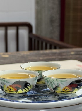 八十年代潮州彩瓷厂库存老货公鸡潮汕功夫茶一口香稀有蛋壳杯茶杯