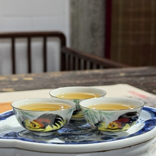 八十年代潮州彩瓷厂库存老货公鸡潮汕功夫茶一口香稀有蛋壳杯茶杯