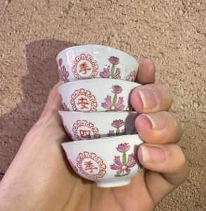 潮州枫溪窑六十年代潮汕功夫茶柴窑蛋壳杯四季平安陶瓷薄胎老茶杯