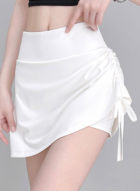 运动白色半身裙女2025夏季新款高腰瑜伽a字裙裙裤短裙包臀裙裙子