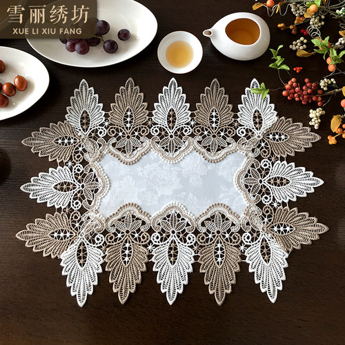 蕾丝欧式床头柜餐垫多用遮盖布