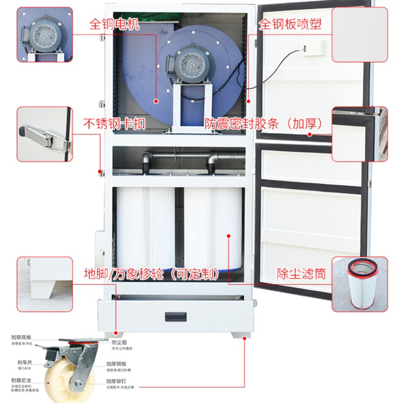 搅拌站脉冲布袋滤筒除尘器漏斗除尘移动式工业环保设备防爆除尘
