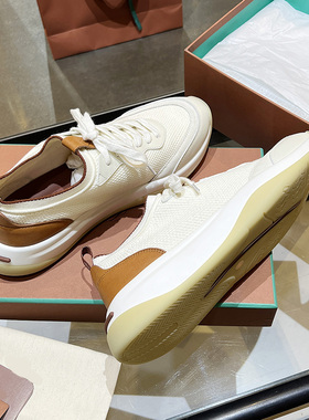 欧美男士网面飞织拼接皮革运动鞋羊毛珠地针织鞋面透气轻盈休闲鞋