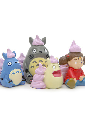 卡通猫美食组手办冰激凌吉喳蓝猫小羽卡通猫百搭小清新造景公仔