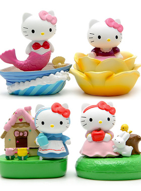 HelloKitty凯蒂猫KT猫剧场版造景森林小屋人鱼摆件造景公仔