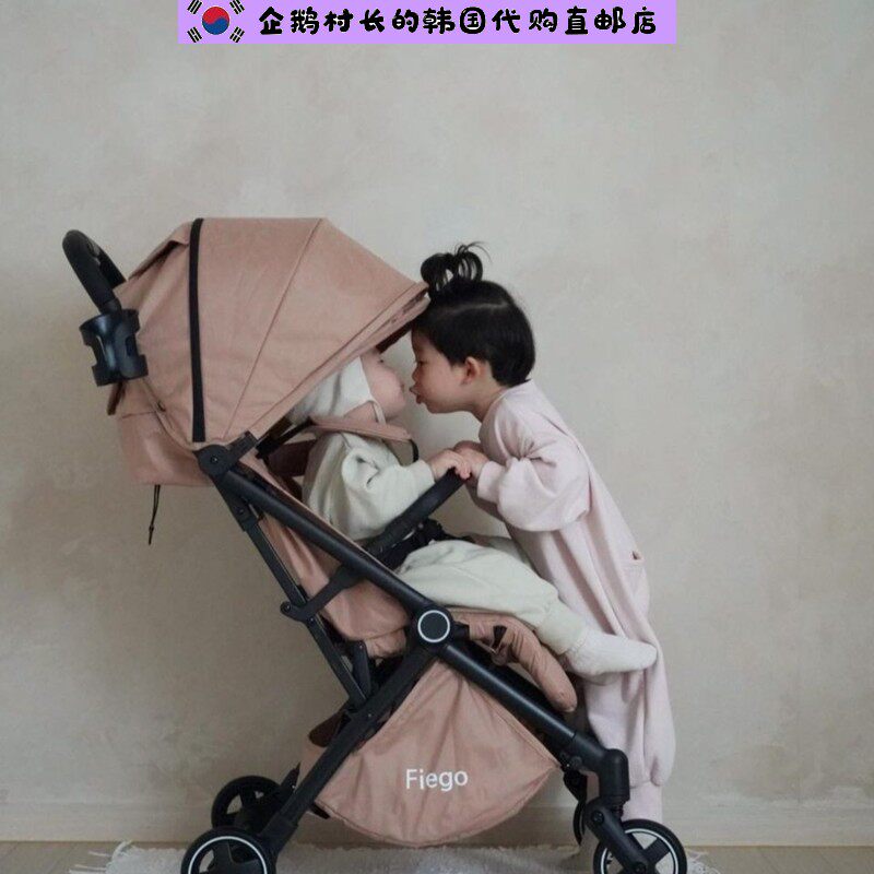 韩国直邮代购遮阳舒适安全自动折叠便携婴儿车一键式手提四轮推车