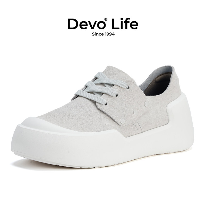 Devo/的沃牛皮博肯鞋反绒皮软木鞋女鞋真皮厚底休闲24092