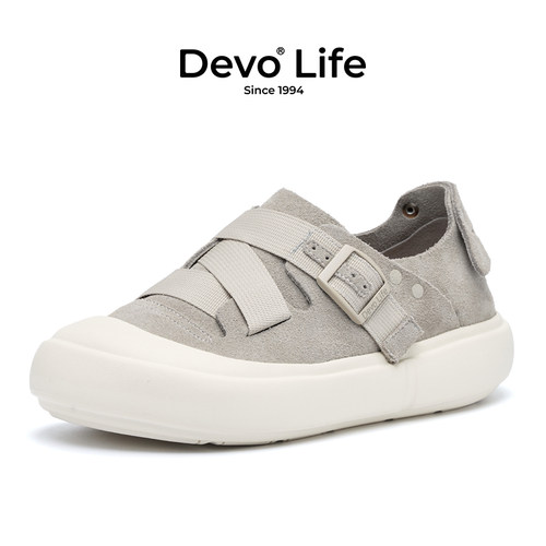 Devo/的沃全包勃肯鞋女软木鞋包跟增高厚底时尚休闲平底单鞋24126