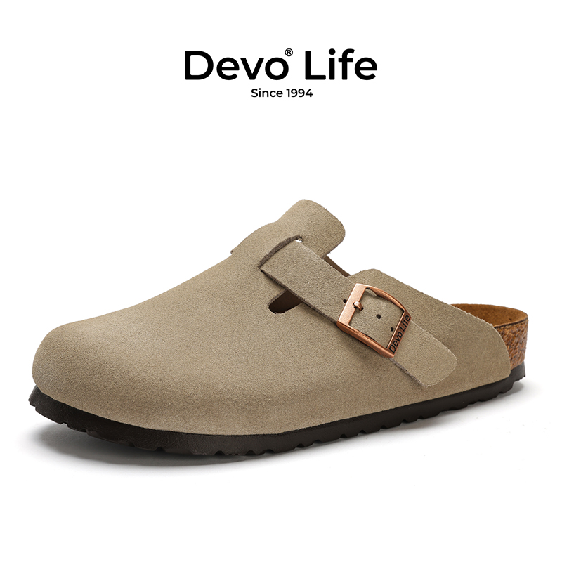 Devo/的沃【防泼水】软木鞋包头情侣夏季时尚外穿勃肯拖鞋 3624