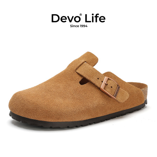 Devo/的沃软木拖鞋女半包休闲懒人半拖情侣套脚勃肯鞋 3624