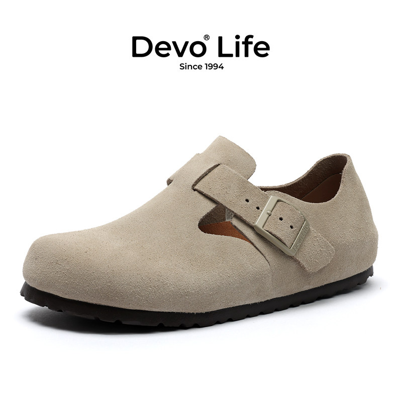 Devo/的沃勃肯鞋女款软木鞋磁吸扣反绒防滑百搭情侣休闲鞋66008