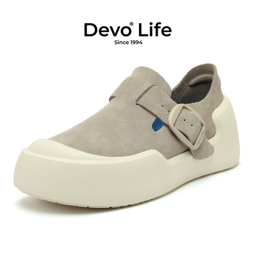 Devo/的沃真皮博肯鞋全包头厚底