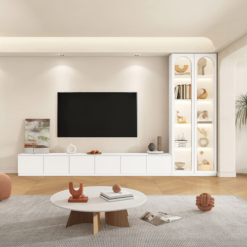 暧逸奶油风组合落地电视柜