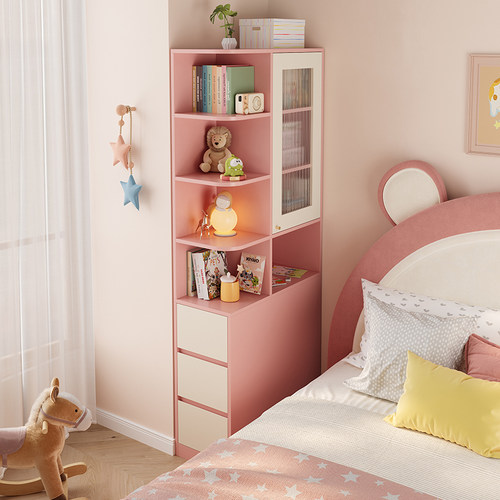 暧逸儿童床头柜大容量角柜书柜