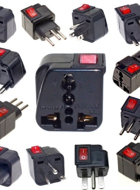 稳不落带开关黑色万用转换插头国标美标英标澳标欧标意大利南非标