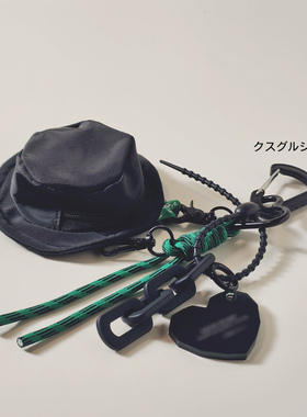 FS颂原创设计黑色渔夫帽零钱包耳机硬币小物钥匙扣包挂件黑色爱心