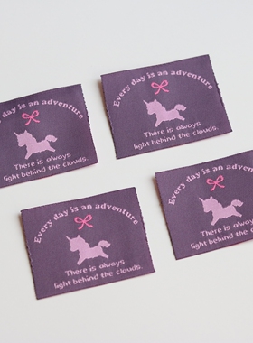 紫色独角兽织唛领标服装辅料帽子包包围巾配件缝纫Diy手工达人