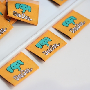 可爱卡通小象对折标个性 辅料领标设计定制布标签工厂现货 织唛服装