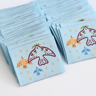 飞鸟与自然2小鸟卡通织唛商标布标领标源头工厂服装 辅料定制现货