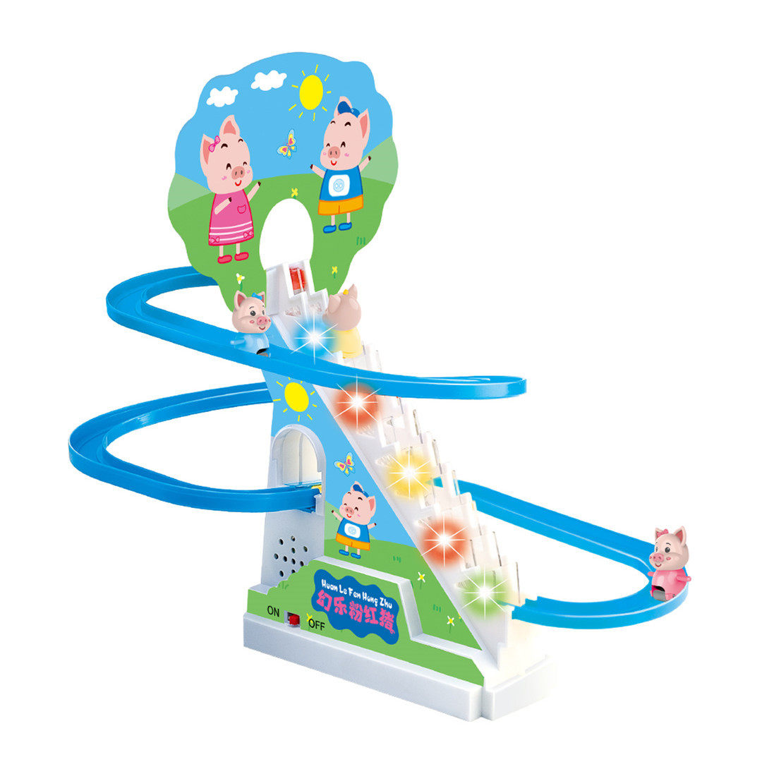 ELECTRIC PIGGY CLIMBING STAIRS AUTOMATIC SLIDES ASSEMBLING TRACKS PENGUINS DUCKLINGS BIRTHDAY TOYS 61 GIFTS