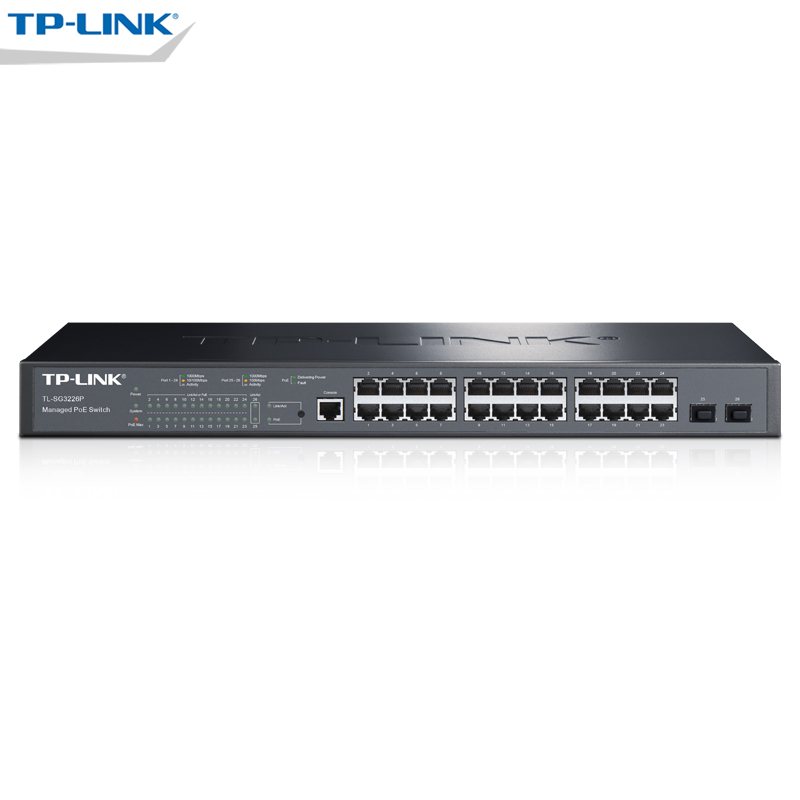 TP-LINK TL-SG3226P 24个千兆PoE口2独立SFP/单口功率30W整机185W二层网管24口全千兆网管POE供电网络交换机