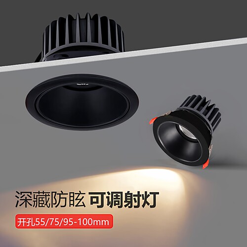 黑色全光谱防眩光可调小山丘射灯