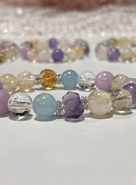 天然白水晶手链女款轻奢小众礼物原创设计多宝好运手串