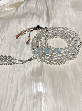 天然白水晶净体项链手链女复古简约水晶108颗佛珠念珠车挂件
