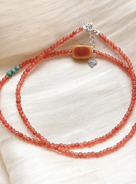 天然南红玛瑙项链 女款南红玛瑙碧玉多宝锁骨链礼物送闺蜜礼物
