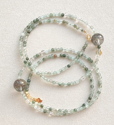 天然绿幽灵锁骨项链 绿发晶项链 手链女款饰品礼物送女友闺蜜