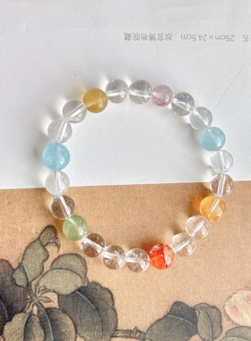 天然白水晶多宝手链女款手串送女友闺蜜生日礼物