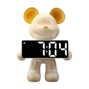 暴力熊时钟摆台式存钱罐客厅高级摆件卧室床头柜led闹钟电子钟表