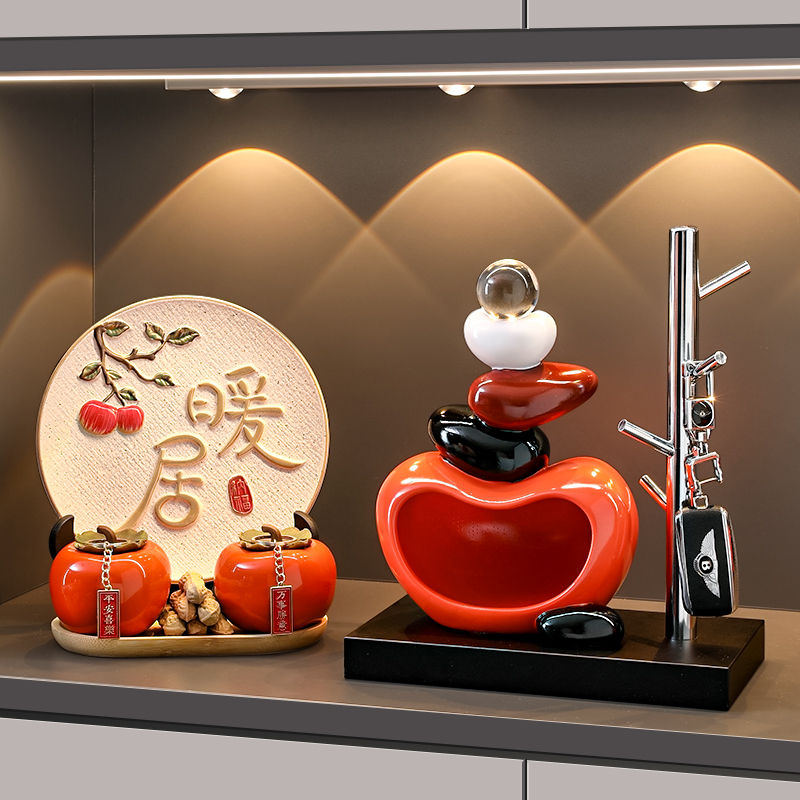 石来运转钥匙收纳入户玄关摆件客厅酒柜电视柜家居装饰品乔迁礼物