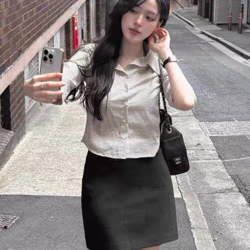 2026春季新款西装面料通勤百搭高腰A字显瘦半身一步短裙女