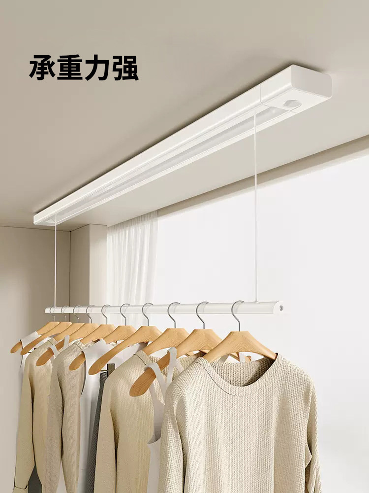 家用阳台小户型日式手动隐形晾衣架可调隐藏式伸缩晾衣杆手摇晾衣