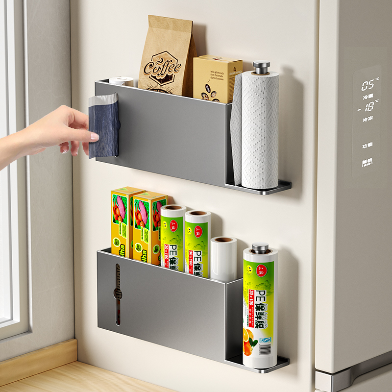 侧收纳免打孔冰箱置物架