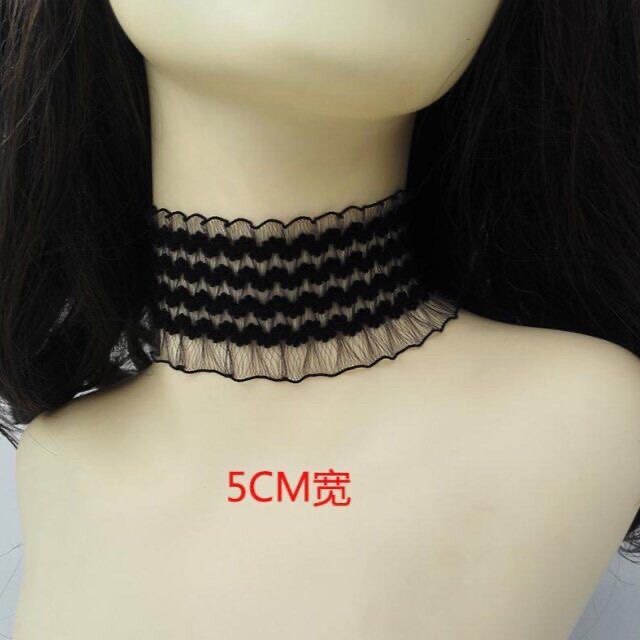 宽边脖子饰品颈带弹力蕾丝项链遮挡遮疤简约超宽脖链颈部装饰锁骨