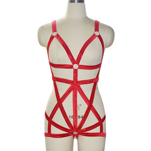 绳缚线束连体衣细带开胸捆绑式性感丁字裤女外贸弹性低腰透视套装
