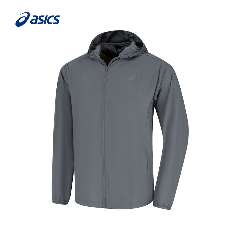 ASICS亚瑟士新款男子防晒跑步夹克外套抗紫外线连帽拉链运动夹克