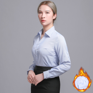 思维伯格女士工装加绒加厚保暖长袖衬衫女装修身衬衣多色可选