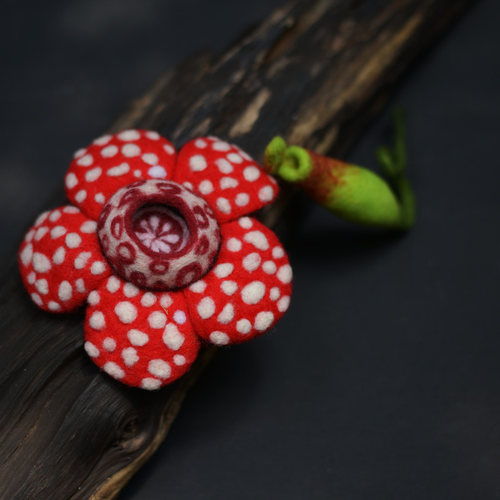 「蘑菇梦手作森灵」大王花羊毛毡胸针 原创暗黑系小众配饰