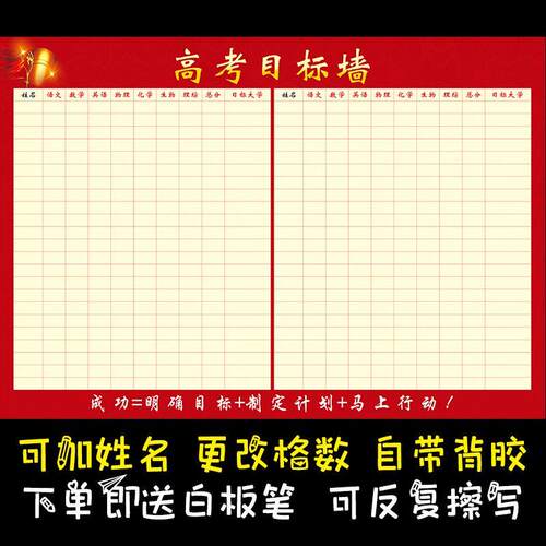 定制高中初中教室布置班级高考目标墙模考分数名次表挂图墙贴海报